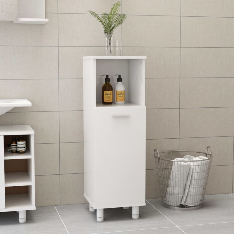 foto del prodotto mobile da bagno bianco lucido 30x30x95 cm in legno multistrato vidaxl