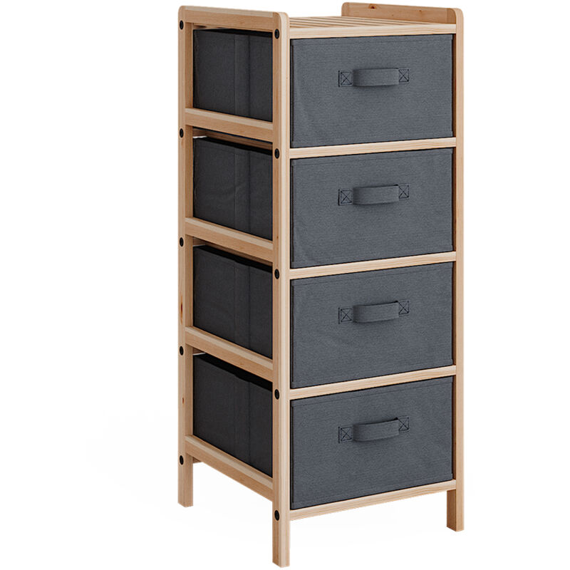 foto del prodotto mobile da bagno bruno, grigio, 34.5 x 86 cm con 4 cassetti in tessuto, vicco