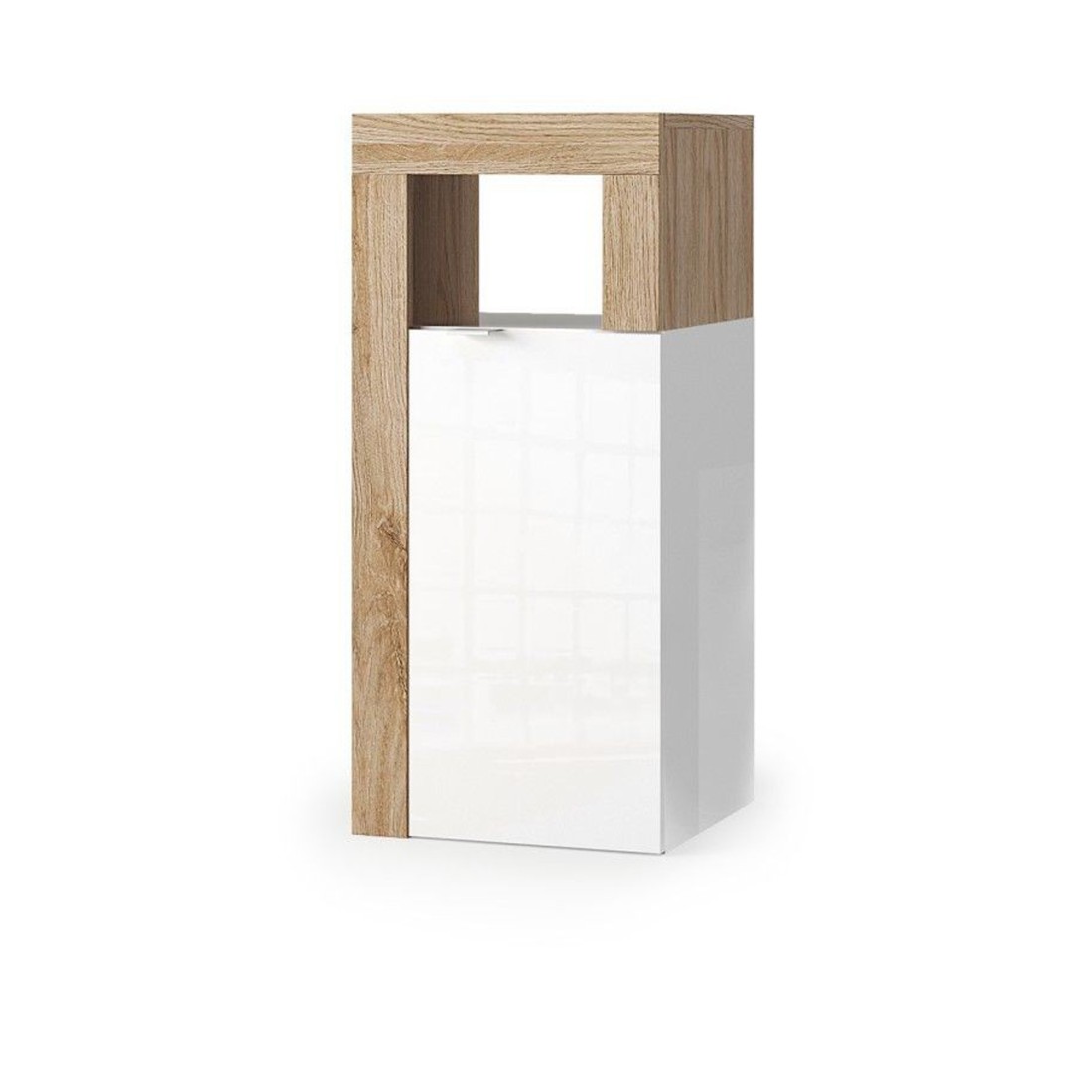 foto del prodotto mobile da bagno bura 1 porta bianco lucido laccato e rovere chiaro design moderno