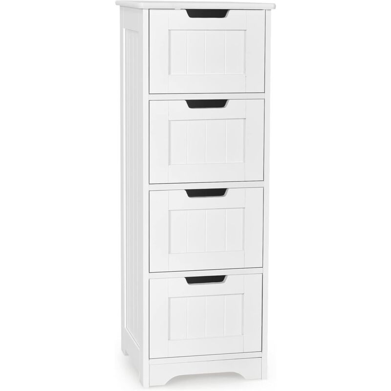 foto del prodotto mobile da bagno con cassetti, mobiletto da bagno con maniglie curve, mobiletto da bagno per soggiorno, bagno, bianco, 30 x 30 x 83 cm goplus