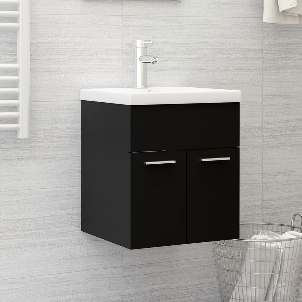 foto del prodotto mobile da bagno con lavabo integrato nero in truciolato cod mxl 63188