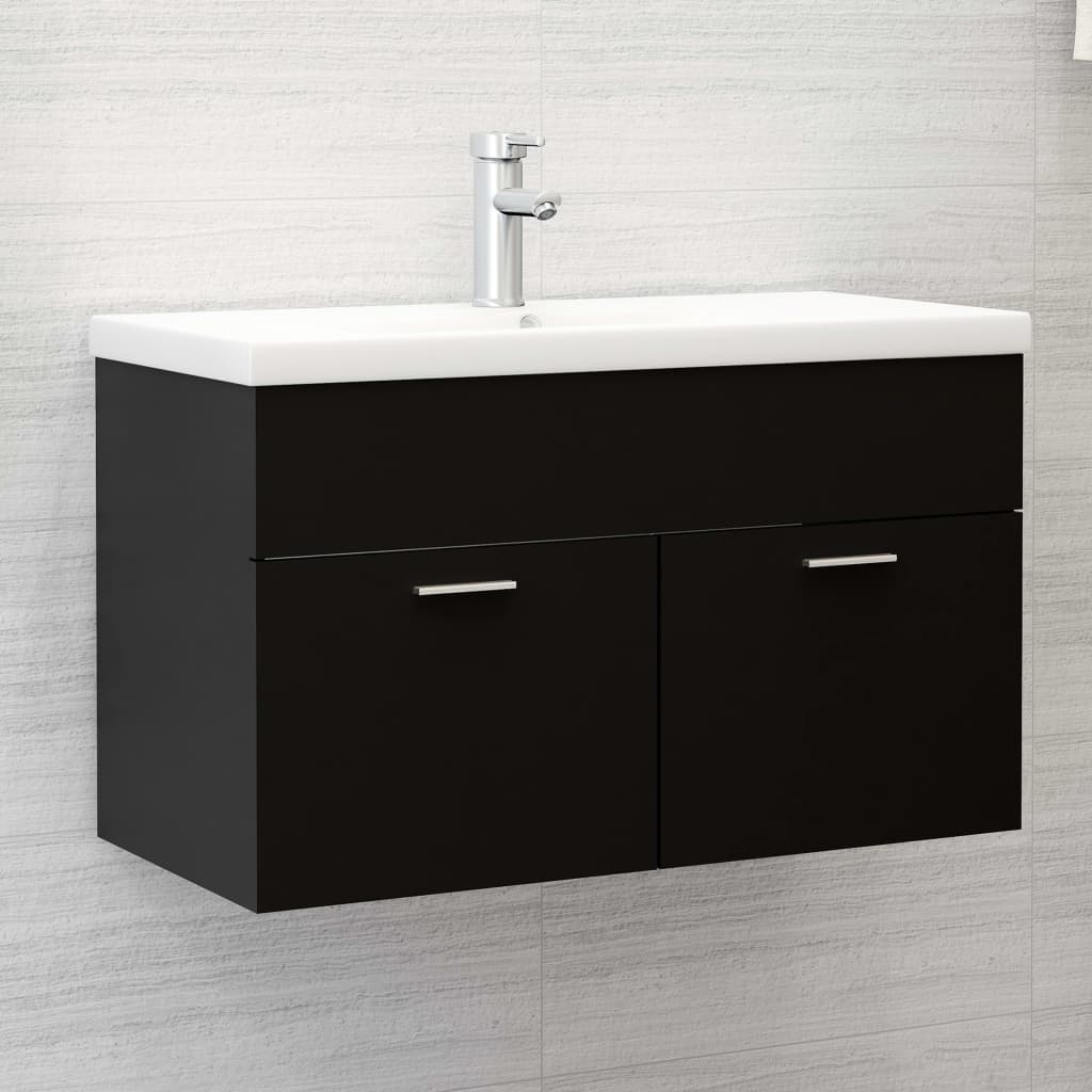 foto del prodotto mobile da bagno con lavabo integrato nero in truciolato cod mxl 63580