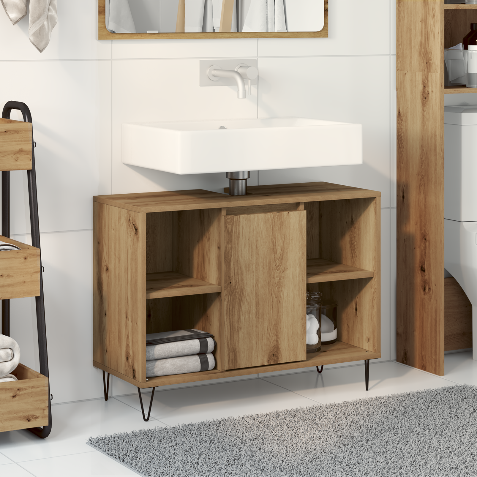 foto del prodotto mobile da bagno con porta rovere artigianale 80 x 33 x 60 cm vidaxl