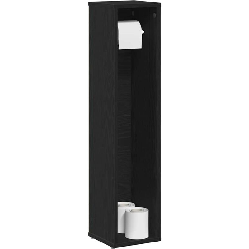 foto del prodotto mobile da bagno con portarotolo nero 20,5x20x90 cm vidaxl