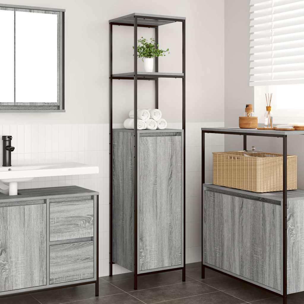 foto del prodotto mobile da bagno con ripiani grigio sonoma 36x35x165 cm