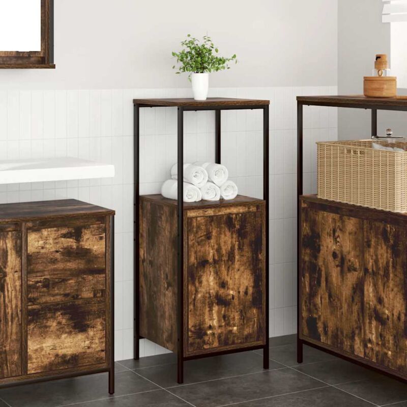foto del prodotto mobile da bagno con ripiani rovere fumo 36x35x95 cm vidaxl