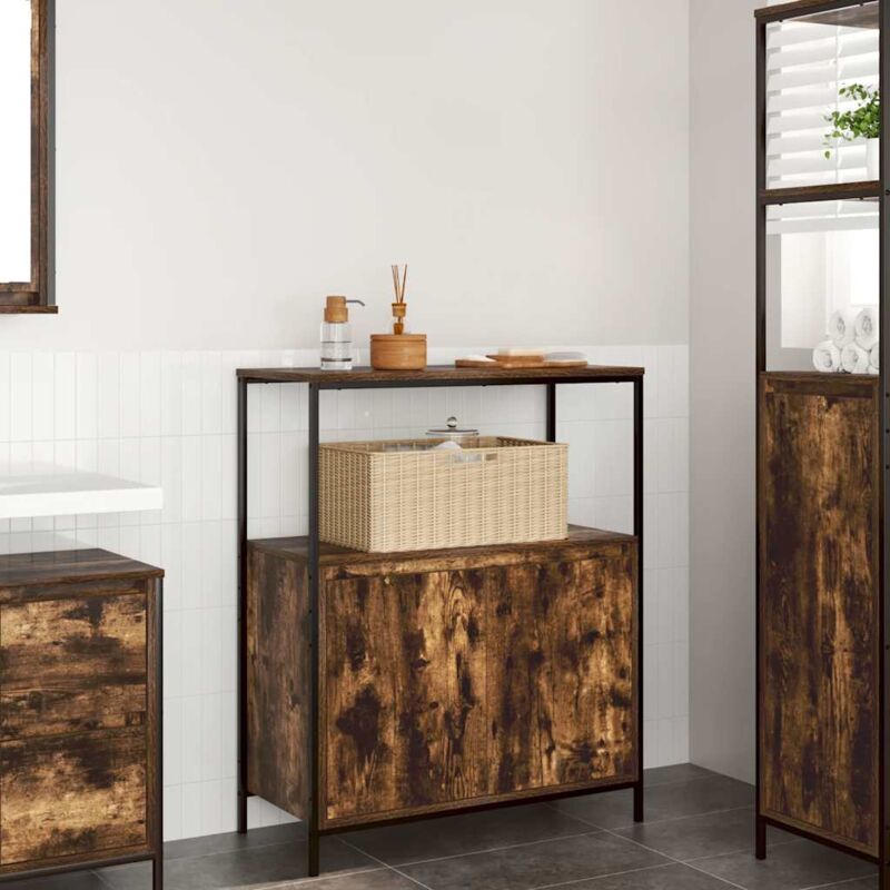 foto del prodotto mobile da bagno con ripiani rovere fumo 76,5x35x95 cm vidaxl