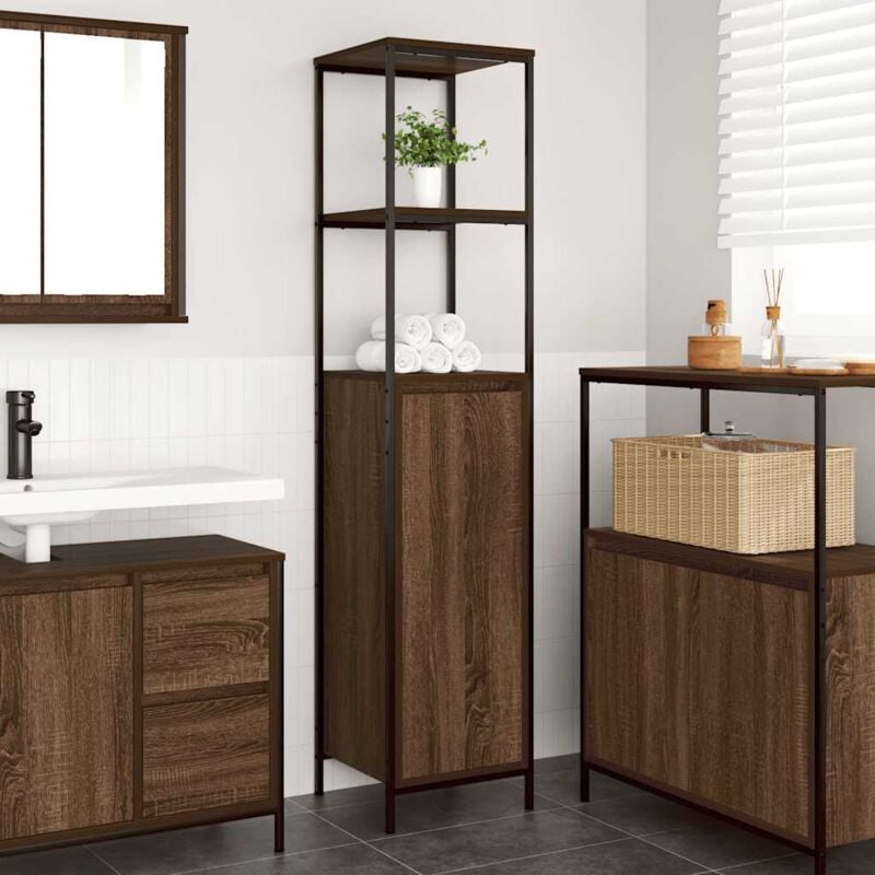 foto del prodotto mobile da bagno con ripiani rovere marrone 36x35x165 cm vidaxl