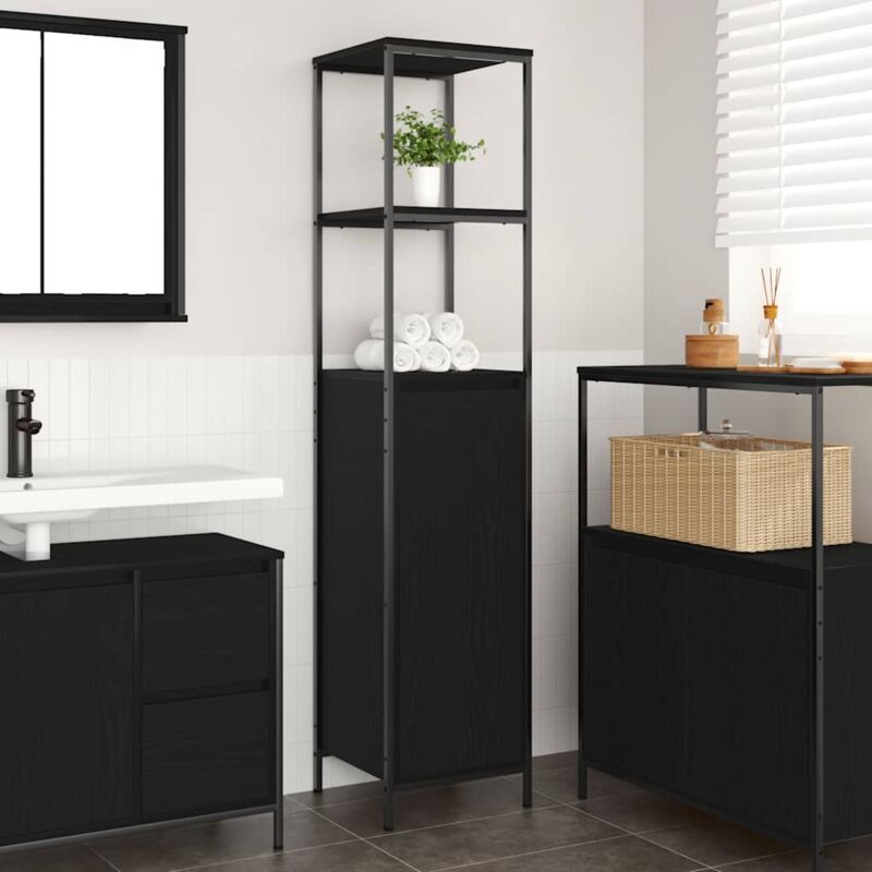 foto del prodotto mobile da bagno con ripiani rovere nero 36x35x165 cm vidaxl