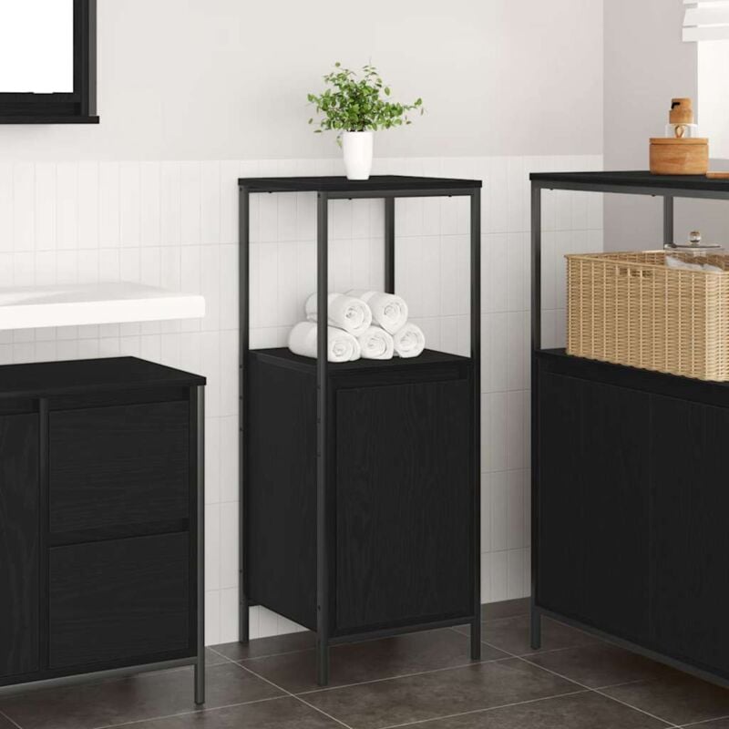 foto del prodotto mobile da bagno con ripiani rovere nero 36x35x95 cm vidaxl