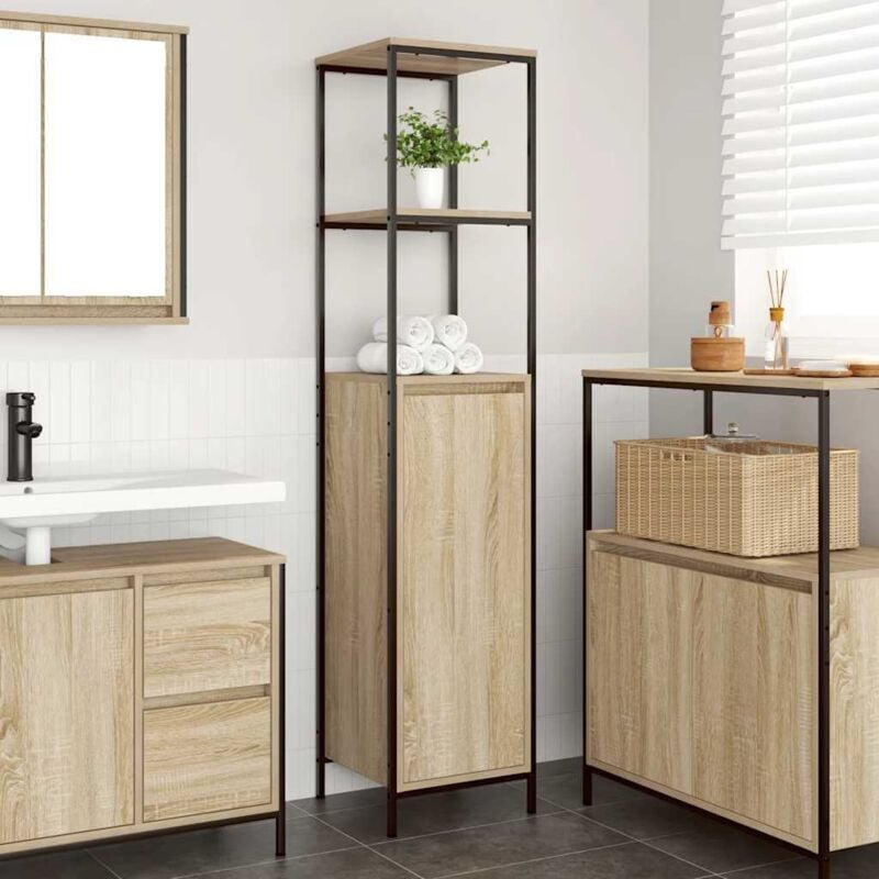 foto del prodotto mobile da bagno con ripiani rovere sonoma 36x35x165 cm vidaxl