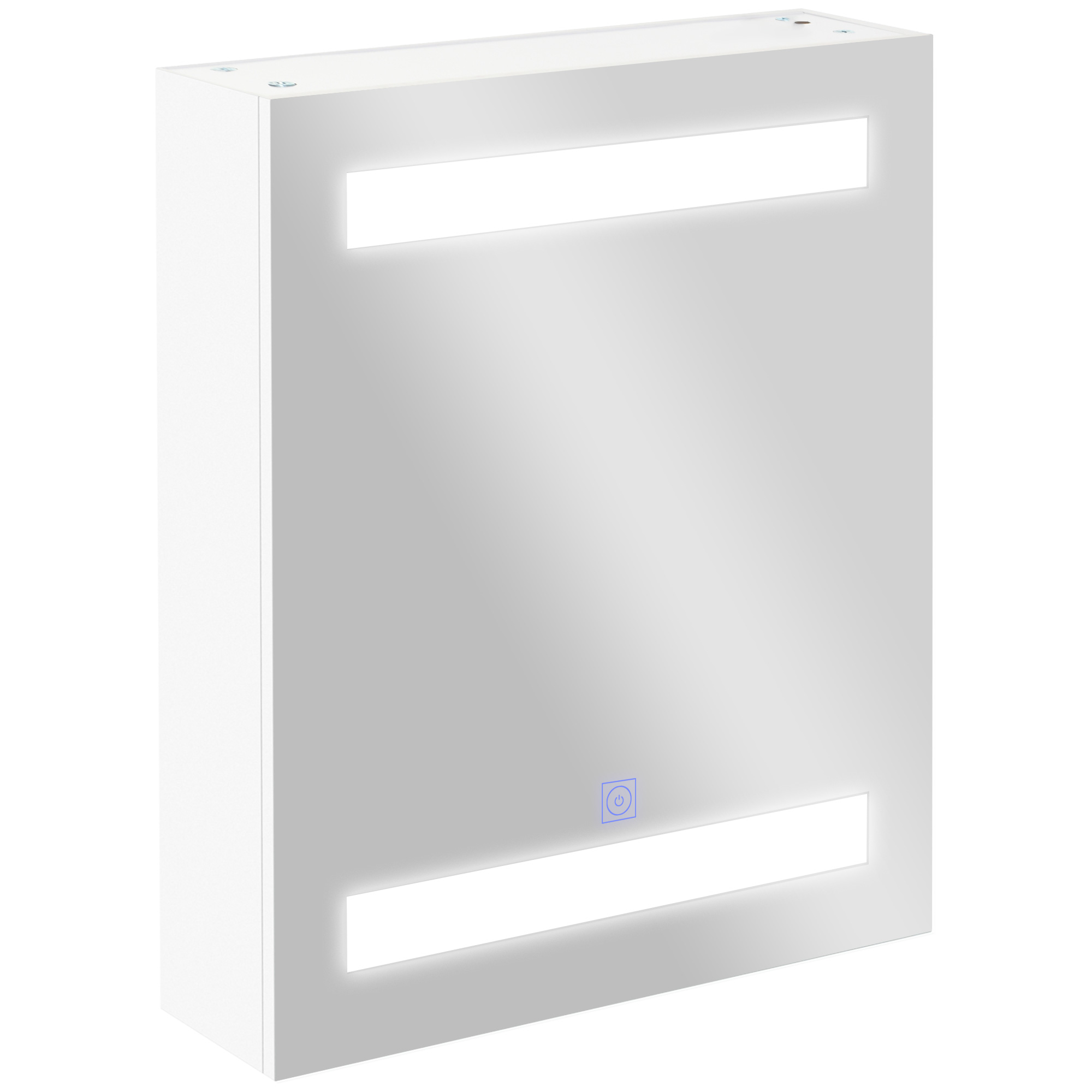 foto del prodotto mobile da bagno con specchio, design moderno con luci a led, 3 ripiani interni e cerniere ammortizzate, 60 x 50 x 15cm, bianco aosom italy