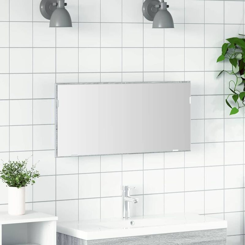 foto del prodotto mobile da bagno con specchio e luce led grigio sonoma 80x37 cm vidaxl