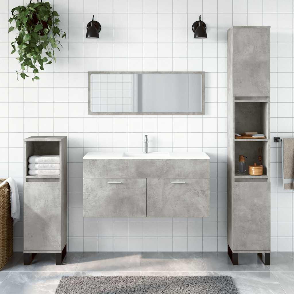 foto del prodotto mobile da bagno con specchio grigio cemento legno multistratocod mxl 106078