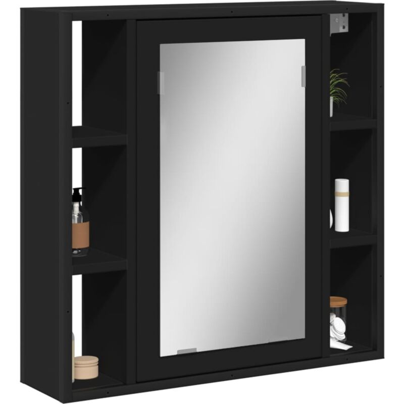 foto del prodotto mobile da bagno con specchio nero 60x16x60 cm legno multistrato vidaxl