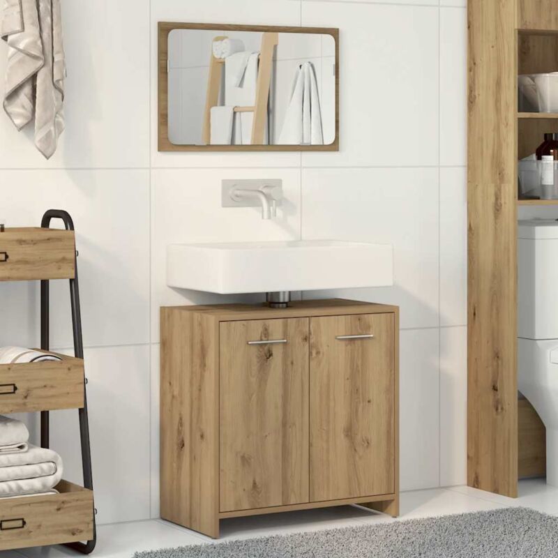 foto del prodotto mobile da bagno con specchio rovere artigianale truciolato vidaxl