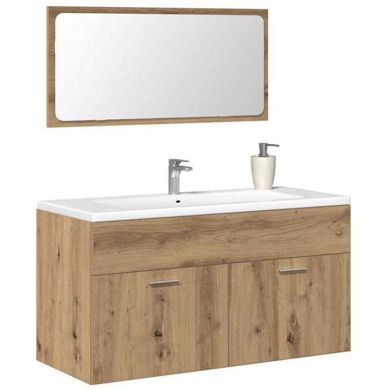 foto del prodotto mobile da bagno con specchio rovere artigianale truciolato vidaxl