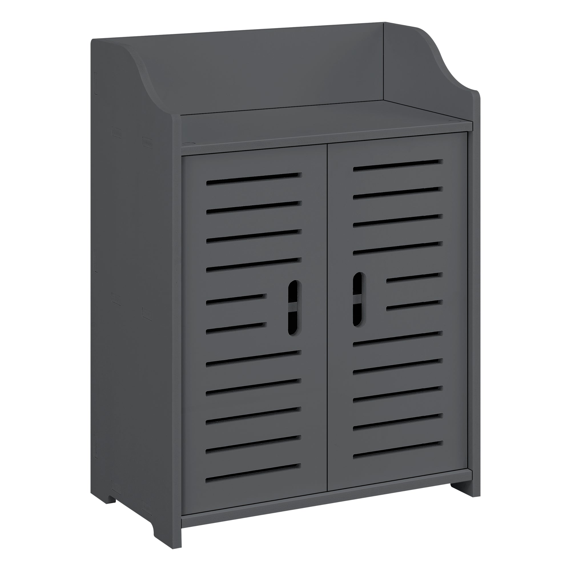 foto del prodotto mobile da bagno di design con ripiani mobile contenitore con 2 ante in legno composito 62 x 45 x 25 cm grigio scuro 03 0005833