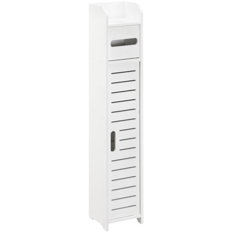 foto del prodotto mobile da bagno elegante mobile contenitore con portarotolo di carta igienica in legno composito 80 x 15 x 15 cm bianco 030007669