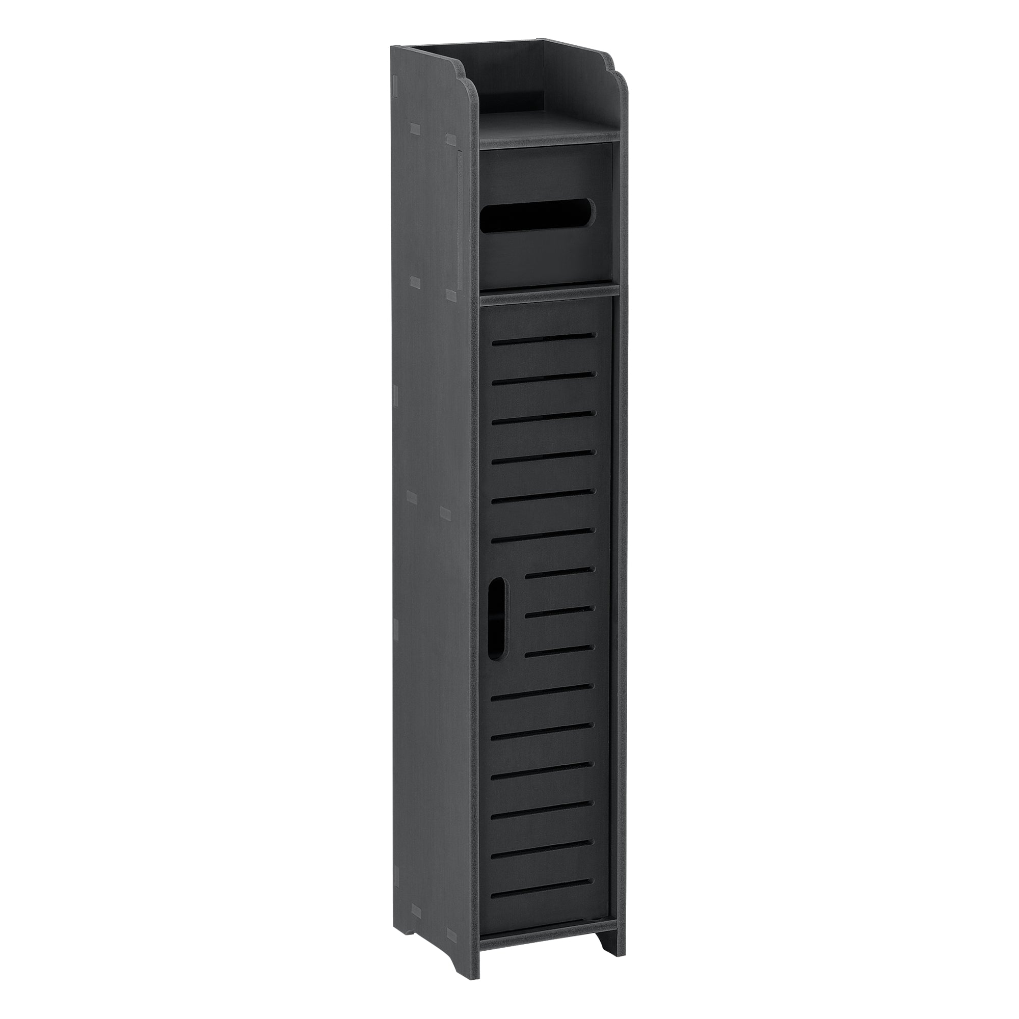 foto del prodotto mobile da bagno elegante mobile contenitore con portarotolo di carta igienica in legno composito 80 x 15 x 15 cm grigio scuro 03 0007670