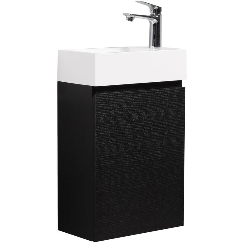 foto del prodotto mobile da bagno gabinetto angela 40cm nero legno armadio wc mobiletto lavabo