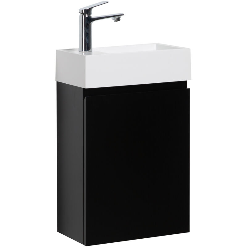 foto del prodotto mobile da bagno gabinetto angela 40cm nero opaco armadio wc mobiletto lavabo