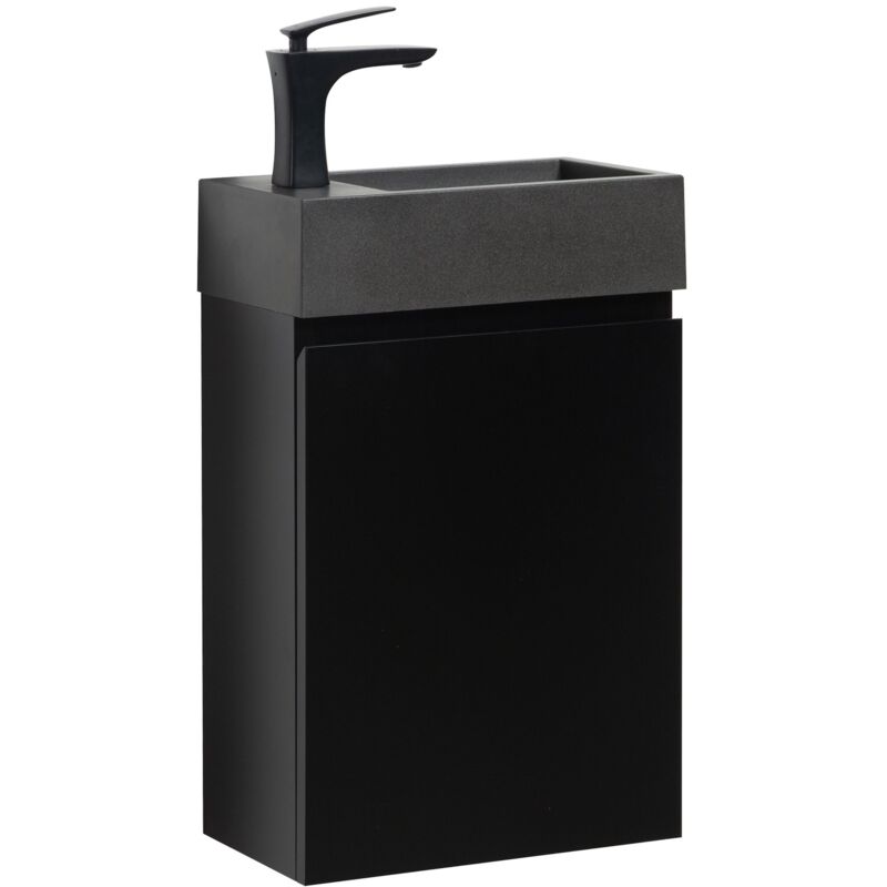 foto del prodotto mobile da bagno gabinetto angela 40cm nero opaco armadio wc mobiletto lavabo