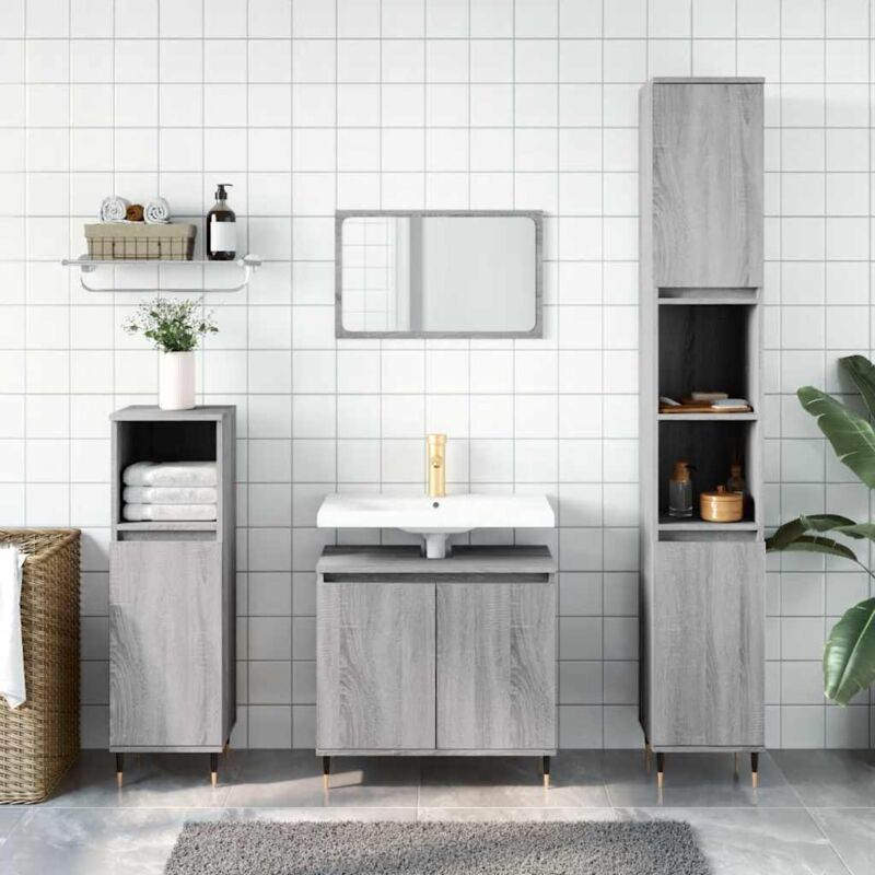 foto del prodotto mobile da bagno grigio sonoma 58x33x60 cm in legno multistrato vidaxl