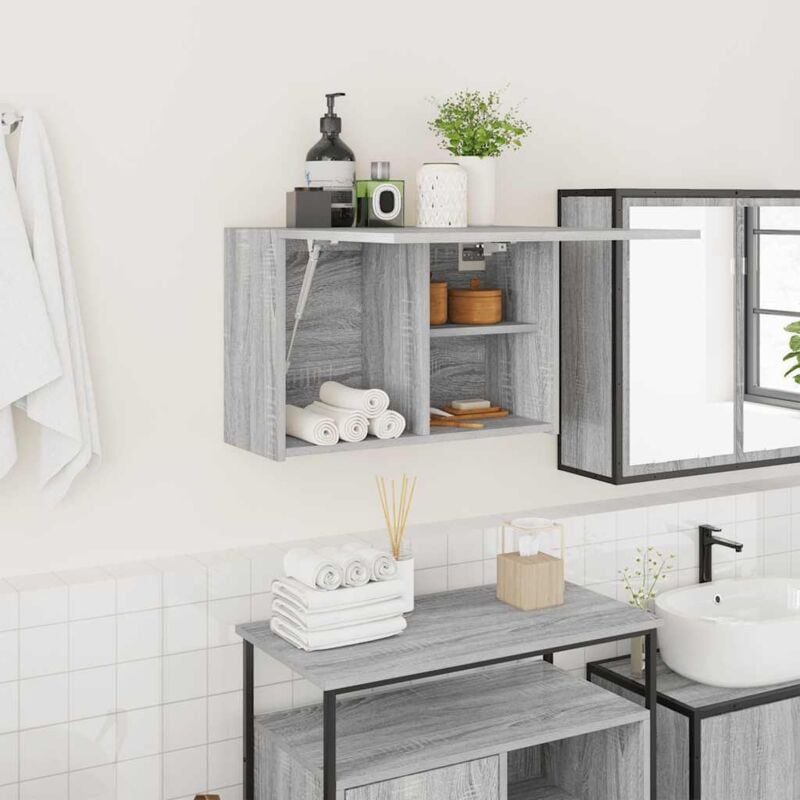foto del prodotto mobile da bagno grigio sonoma 60x25x40 cm in legno multistrato vidaxl