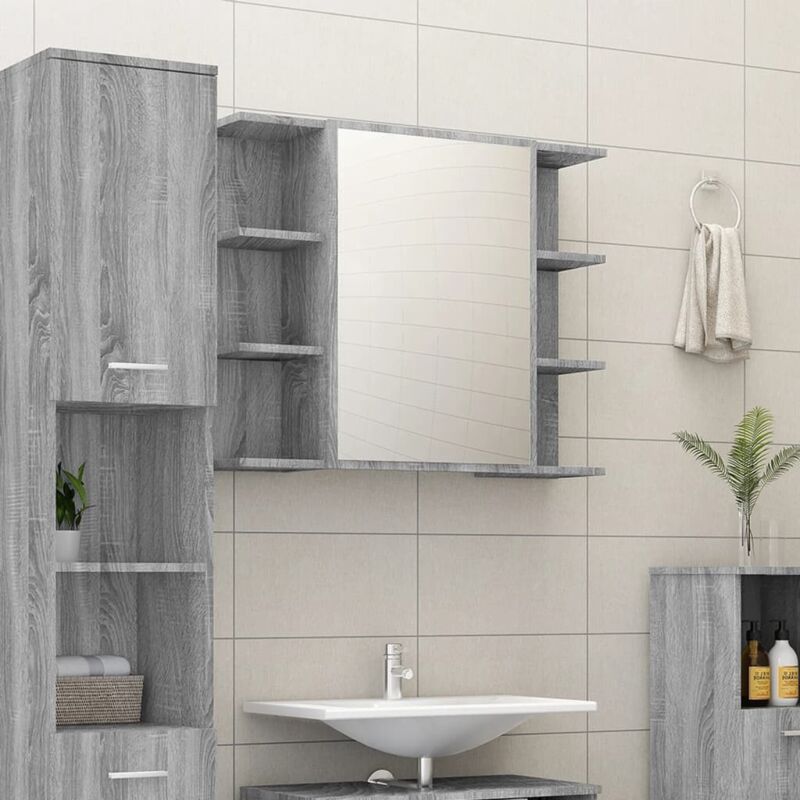 foto del prodotto mobile da bagno grigio sonoma 80x20,5x64cm in legno multistrato vidaxl