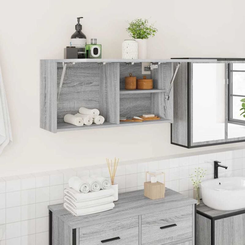 foto del prodotto mobile da bagno grigio sonoma 80x25x40 cm in truciolato - vidaxl