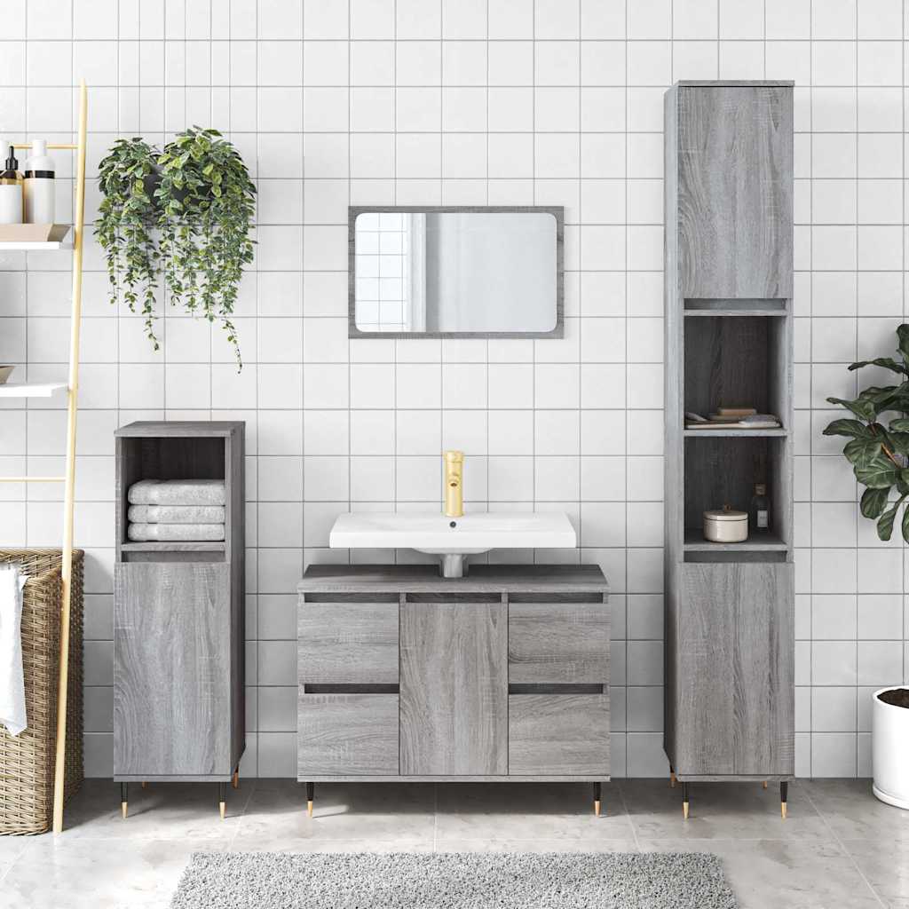 foto del prodotto mobile da bagno grigio sonoma 80x33x60 cm in legno multistrato