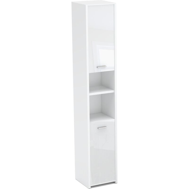 foto del prodotto mobile da bagno indipendente con piedistallo da bagno bianco lucido da 30 cm e 6 ripiani