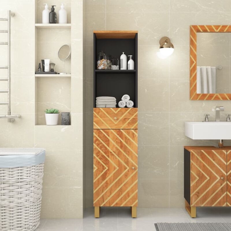 foto del prodotto mobile da bagno marrone e nero 38x33,5x160 cm in legno di mango vidaxl