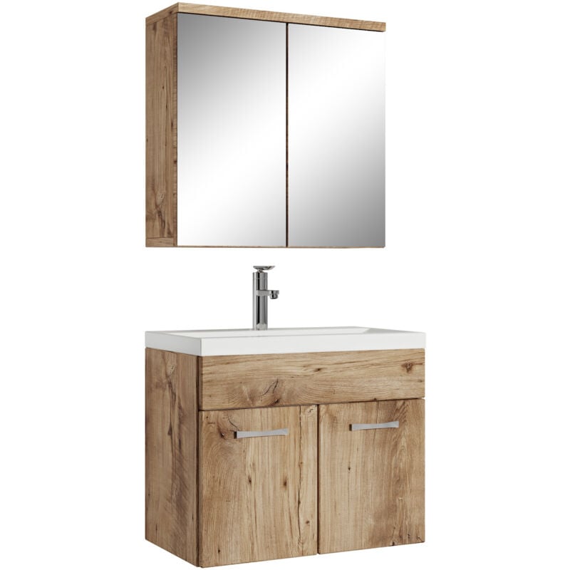 foto del prodotto mobile da bagno montreal 01 60cm rovere castagno armadio armadietto a specchio