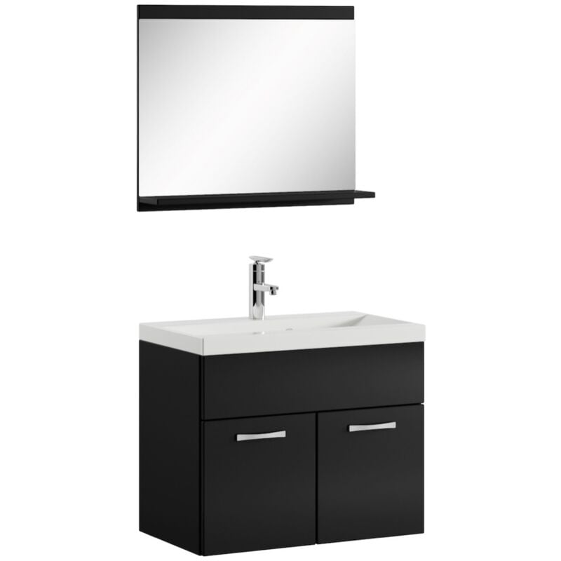 foto del prodotto mobile da bagno montreal 02 60cm nero lucido armadio mobiletto lavabo