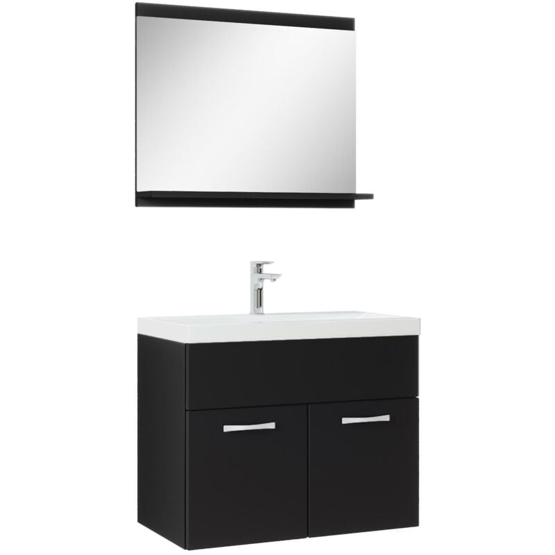 foto del prodotto mobile da bagno montreal 02 60cm nero opaco armadio mobiletto lavabo