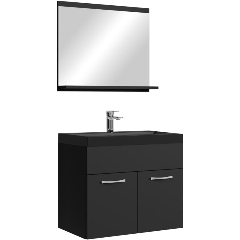foto del prodotto mobile da bagno montreal 02 60cm nero opaco armadio mobiletto lavabo nero 
