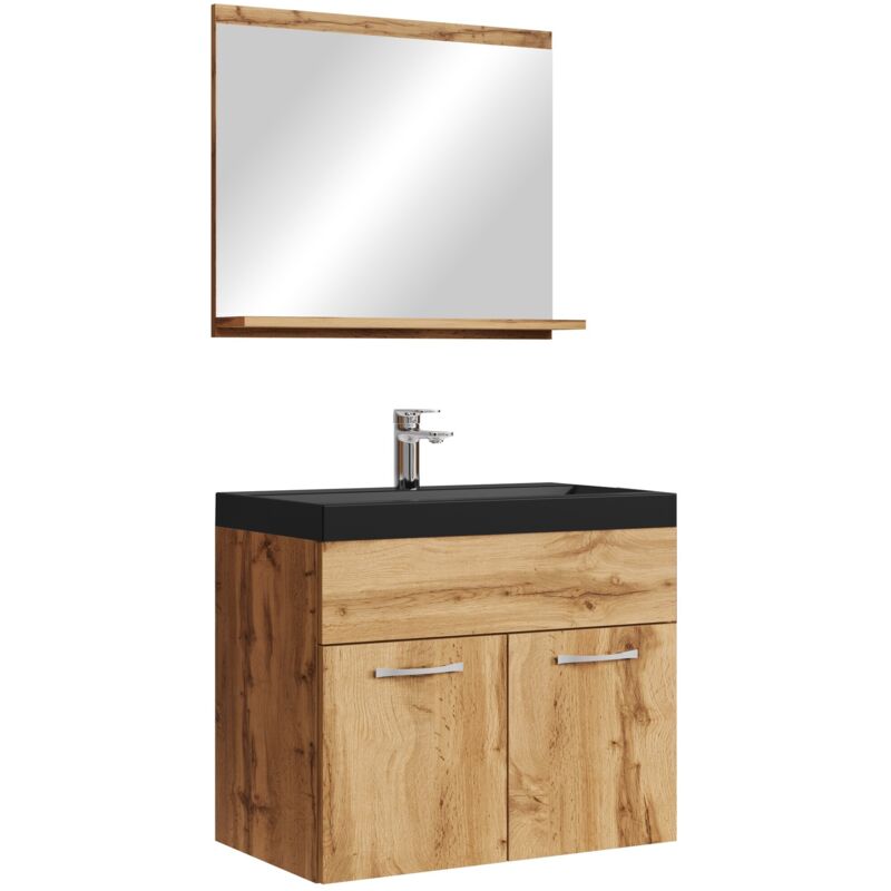 foto del prodotto mobile da bagno montreal 02 60cm rovere - armadio mobiletto lavabo nero -