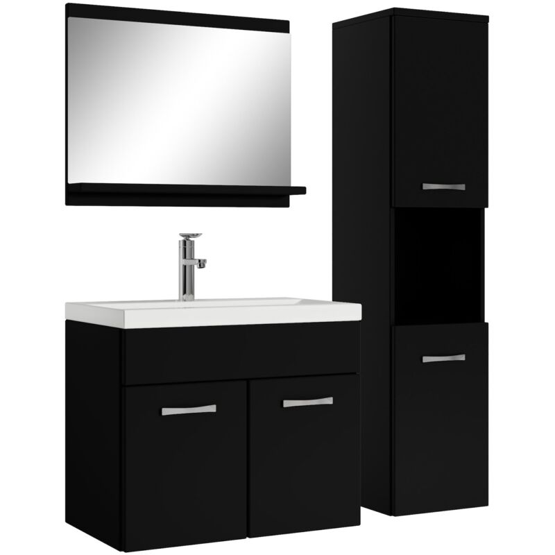 foto del prodotto mobile da bagno montreal 60cm nero opaco armadio mobiletto lavabo