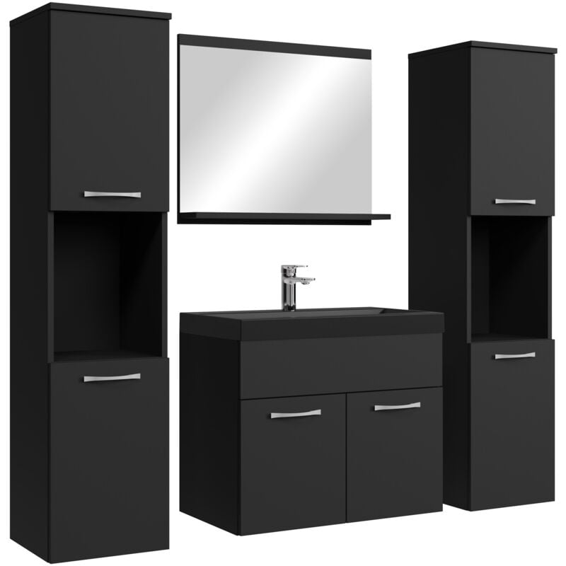 foto del prodotto mobile da bagno montreal xl 60cm nero opaco armadio mobiletto lavabo nero
