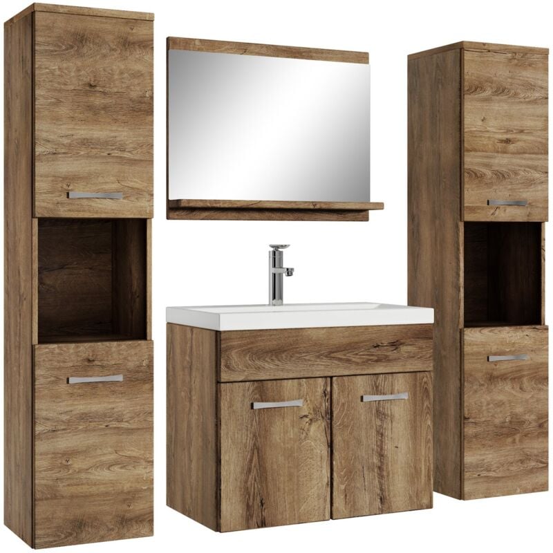foto del prodotto mobile da bagno montreal xl 60cm rovere marrone armadio mobiletto lavabo