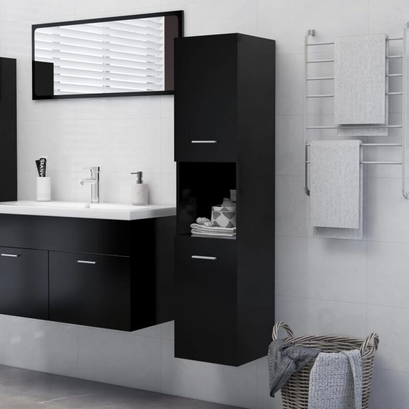 foto del prodotto mobile da bagno nero 30x30x130 cm in legno multistrato vidaxl