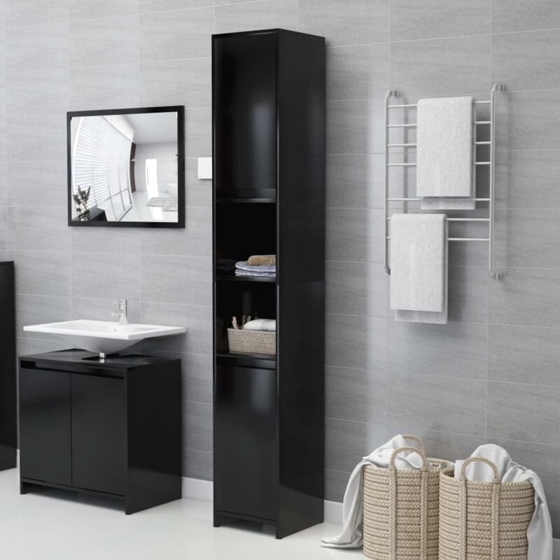 foto del prodotto mobile da bagno nero 30x30x183,5 cm in legno multistrato vidaxl