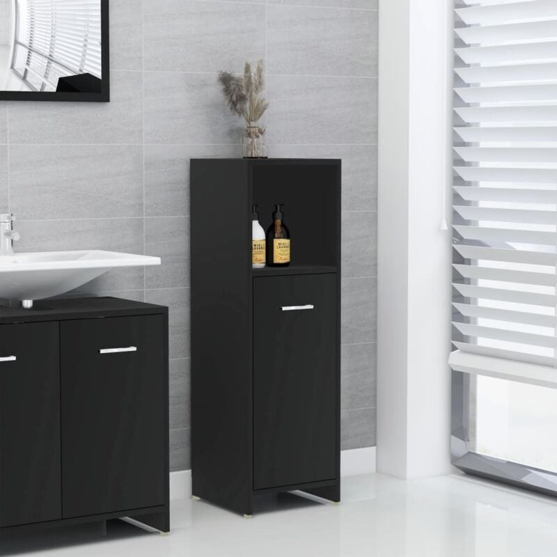 foto del prodotto mobile da bagno nero 30x30x95 cm in legno multistrato - vidaxl