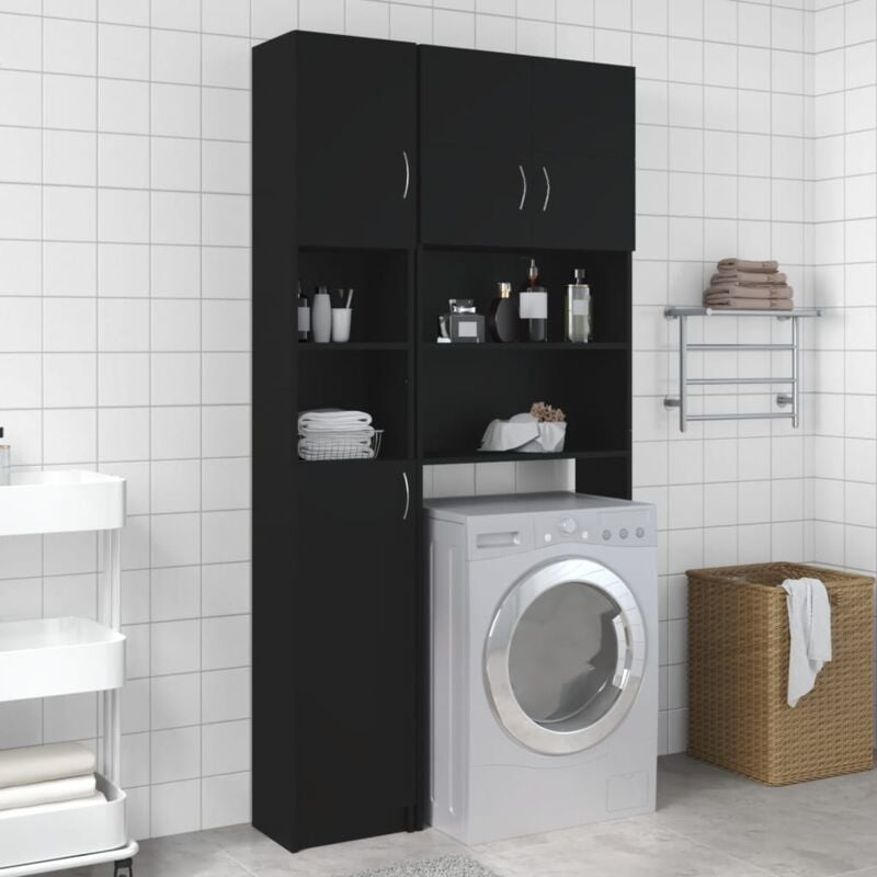 foto del prodotto mobile da bagno nero 32x25,5x190 cm in legno multistrato vidaxl