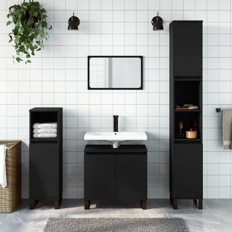 foto del prodotto mobile da bagno nero 58x33x60 cm in legno multistrato vidaxl
