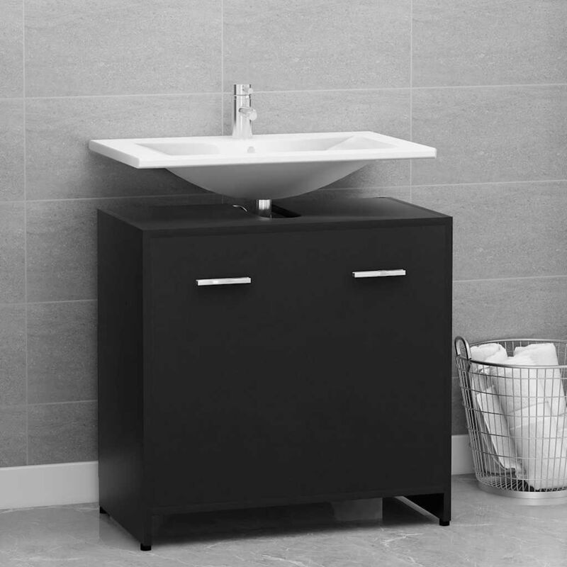 foto del prodotto mobile da bagno nero 60x33x61 cm in legno multistrato vidaxl