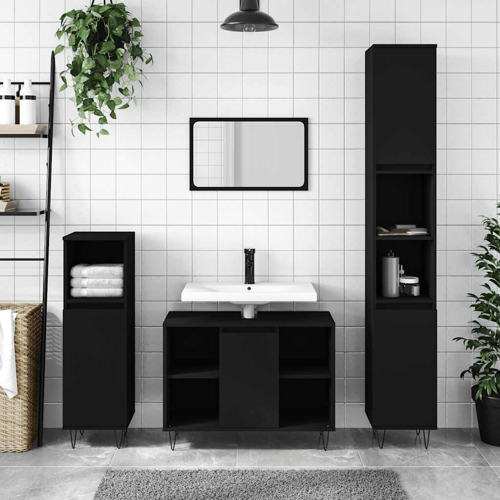 foto del prodotto mobile da bagno nero 80x33x60 cm in legno multistratocod mxl 106019