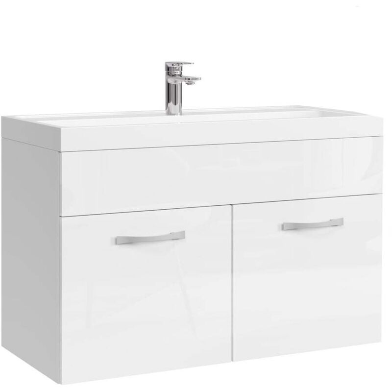 foto del prodotto mobile da bagno paso 01 80cm bianco lucido armadio mobiletto lavabo